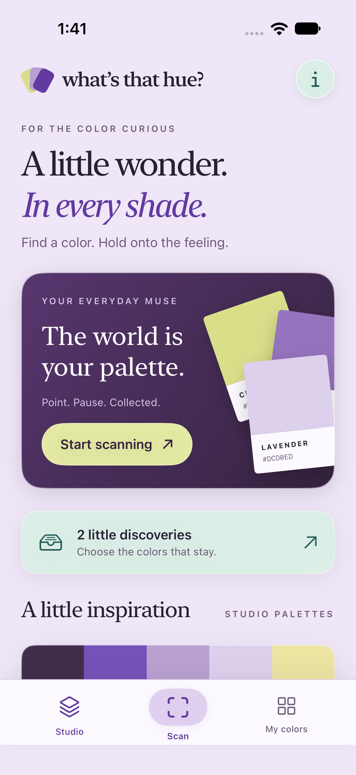 What's That Hue? studio screen